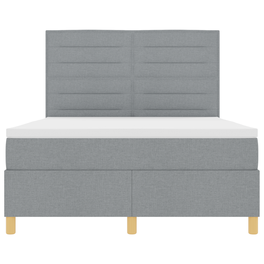 Boxspringbed met matras en LED stof lichtgrijs 140x190 cm