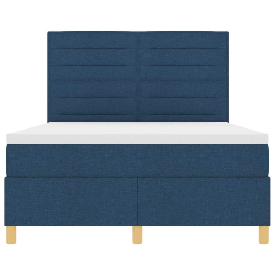 Boxspring Bed met Matras & LED Blauw 140x190 cm Stof