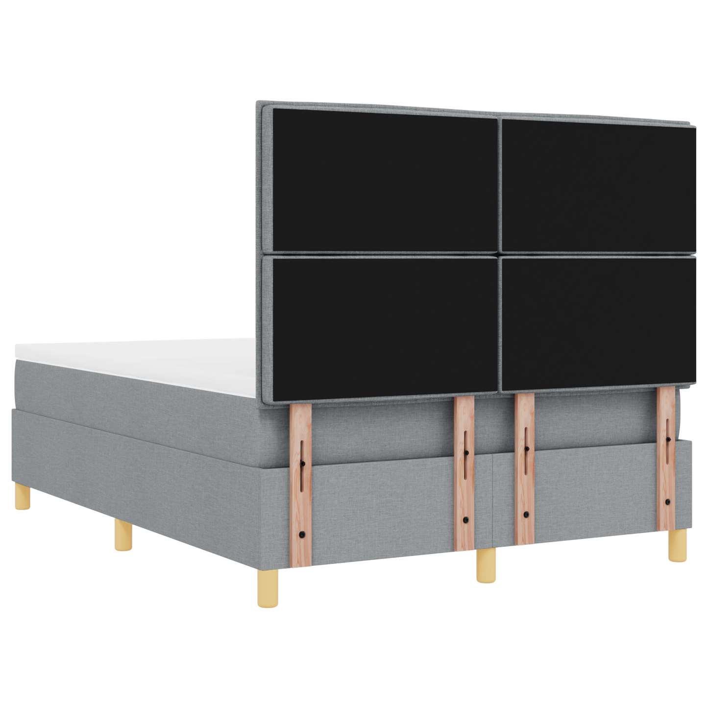 Boxspringbed met matras en LED stof lichtgrijs 140x200 cm