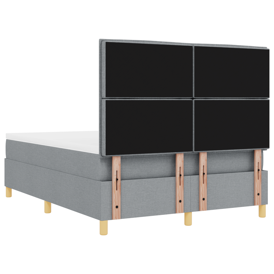 Boxspringbed met matras en LED stof lichtgrijs 140x200 cm