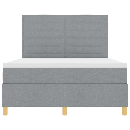 Boxspringbed met matras en LED stof lichtgrijs 140x200 cm