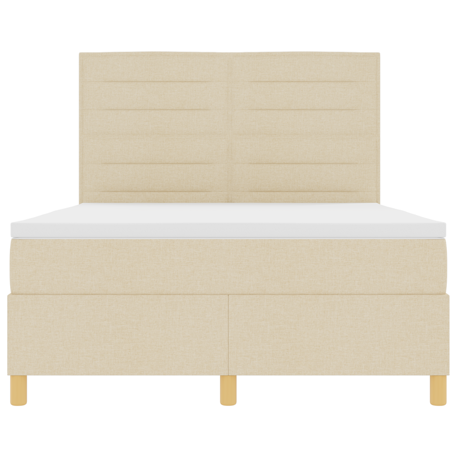 Boxspringbed met matras en LED stof crèmekleurig 140x200 cm