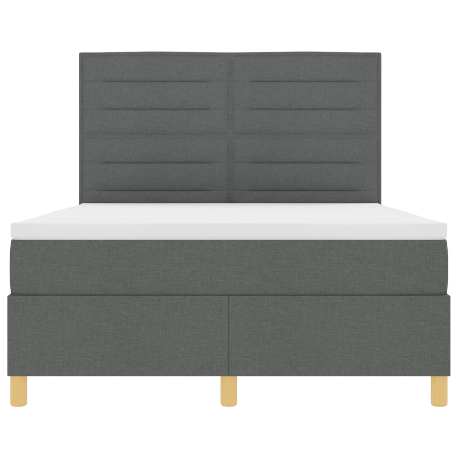 Boxspringbed met matras & LED donkergrijs 160x200 cm stof