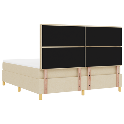 Boxspringbed met matras en LED stof crèmekleurig 180x200 cm