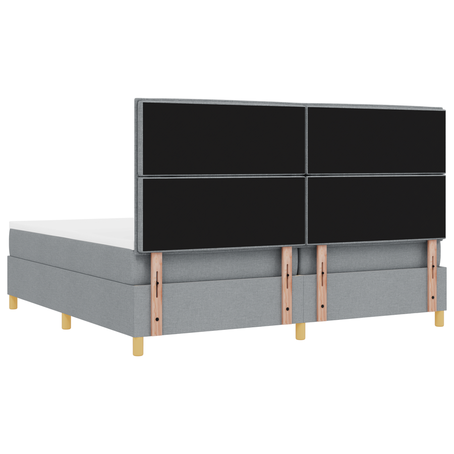 Boxspringbed met matras en LED stof lichtgrijs 200x200 cm