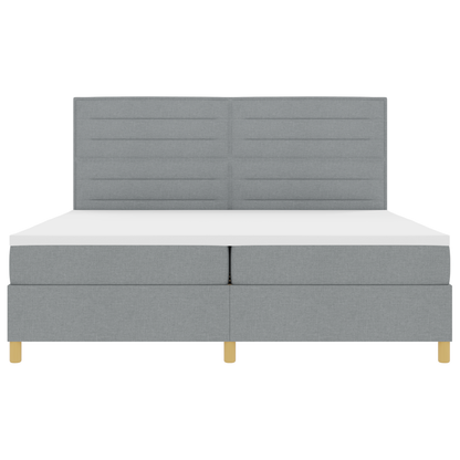 Boxspringbed met matras en LED stof lichtgrijs 200x200 cm