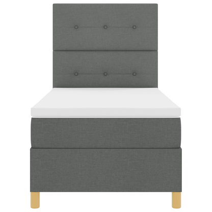 Boxspring Bed met Matras & LED Donkergrijs 80x200 cm Stof