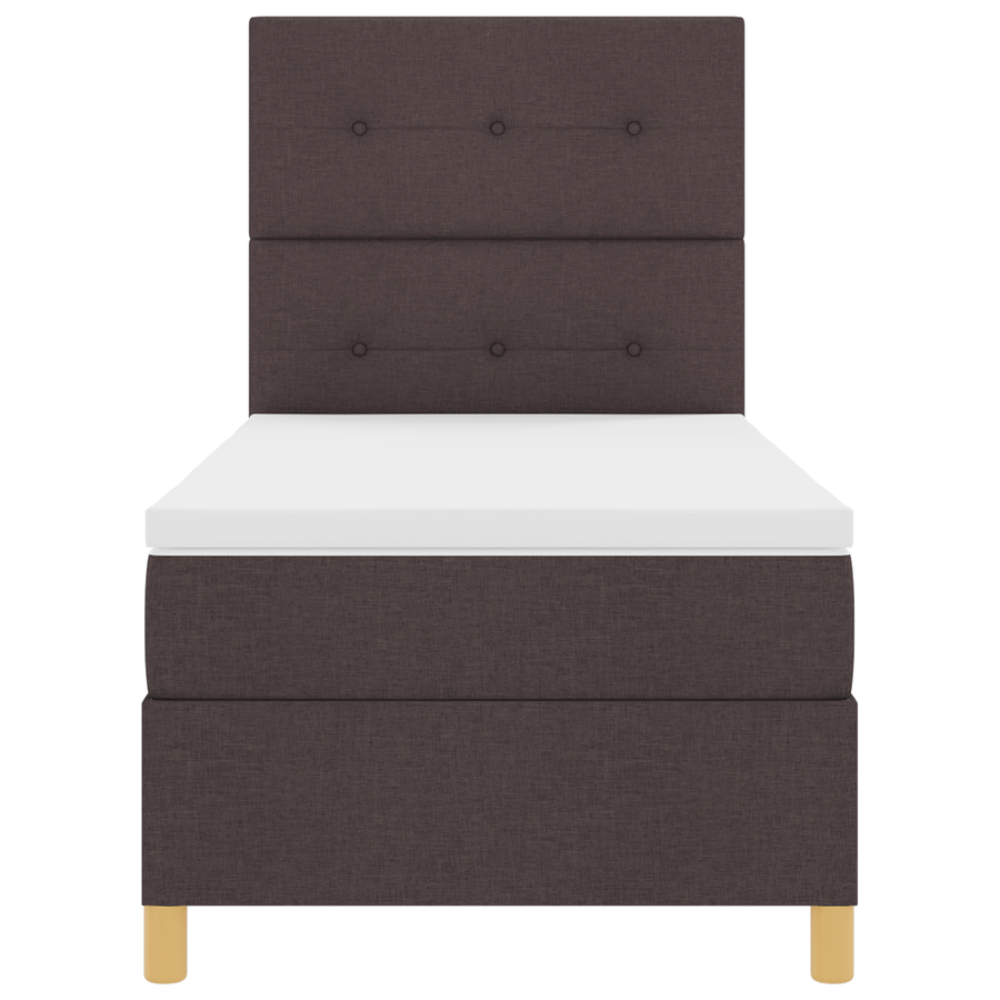Boxspring Bed met Matras & LED Donkerbruin 80x200 cm Stof