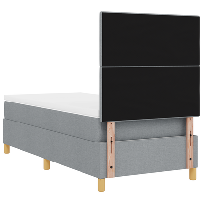 Boxspringbed met matras en LED stof lichtgrijs 90x190 cm