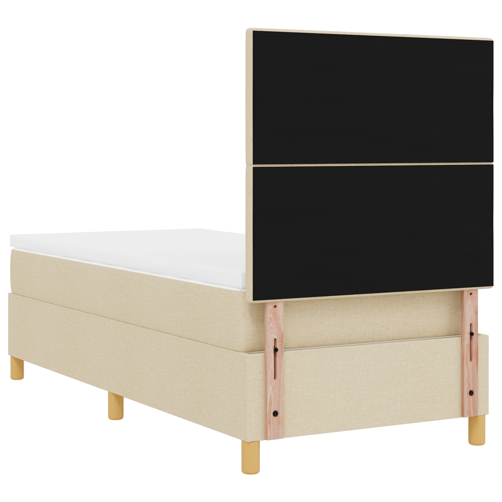 Boxspringbed met matras en LED stof crèmekleurig 90x190 cm