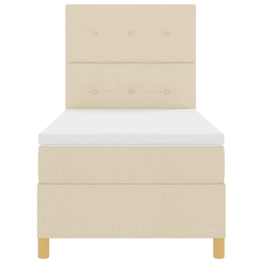 Boxspringbed met matras en LED stof crèmekleurig 90x190 cm