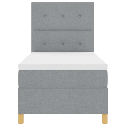 Boxspringbed met matras en LED stof lichtgrijs 90x200 cm