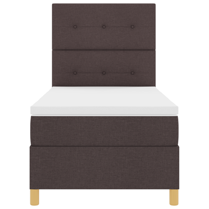 Boxspringbed met matras en LED stof donkerbruin 90x200 cm
