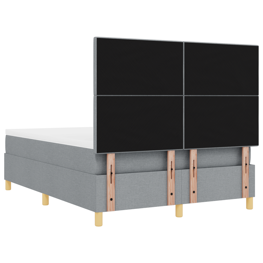 Boxspringbed met matras en LED stof lichtgrijs 140x190 cm
