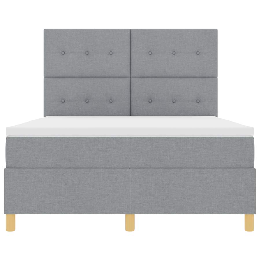 Boxspringbed met matras en LED stof lichtgrijs 140x190 cm