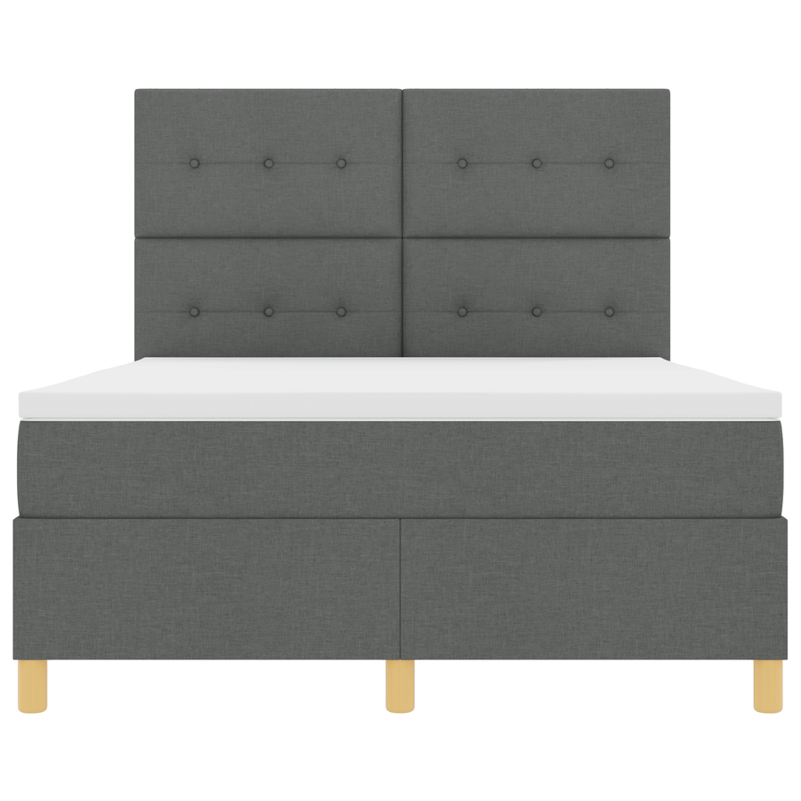 Boxspringbed met matras en LED stof donkergrijs 140x190 cm