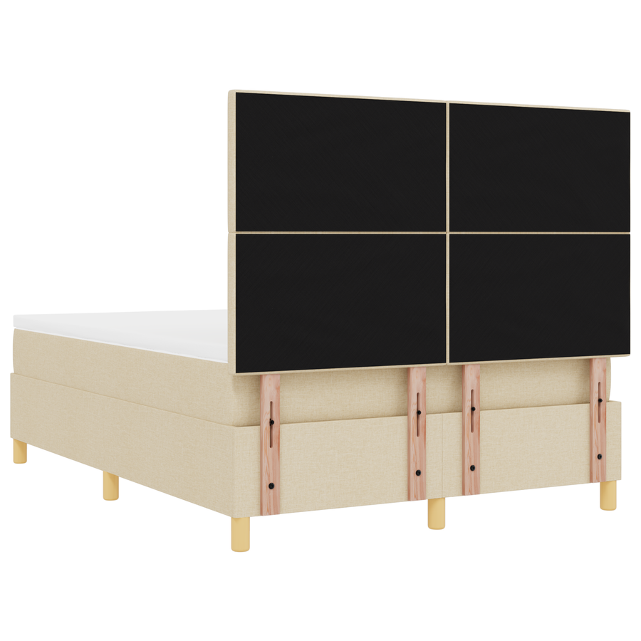 Boxspringbed met matras en LED stof crèmekleurig 140x190 cm