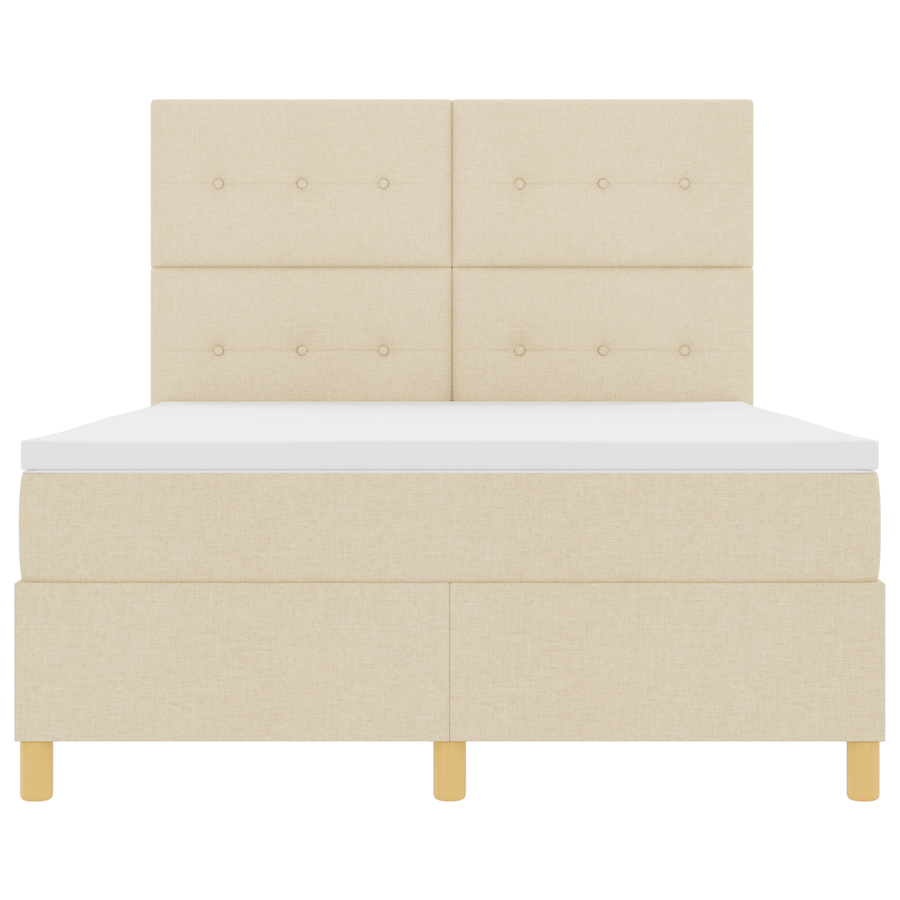 Boxspringbed met matras en LED stof crèmekleurig 140x190 cm