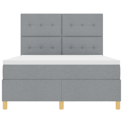 Boxspringbed met matras en LED stof lichtgrijs 140x200 cm