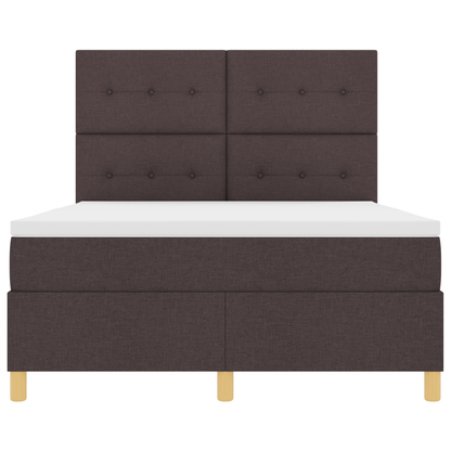 Boxspringbed met matras en LED stof donkerbruin 140x200 cm