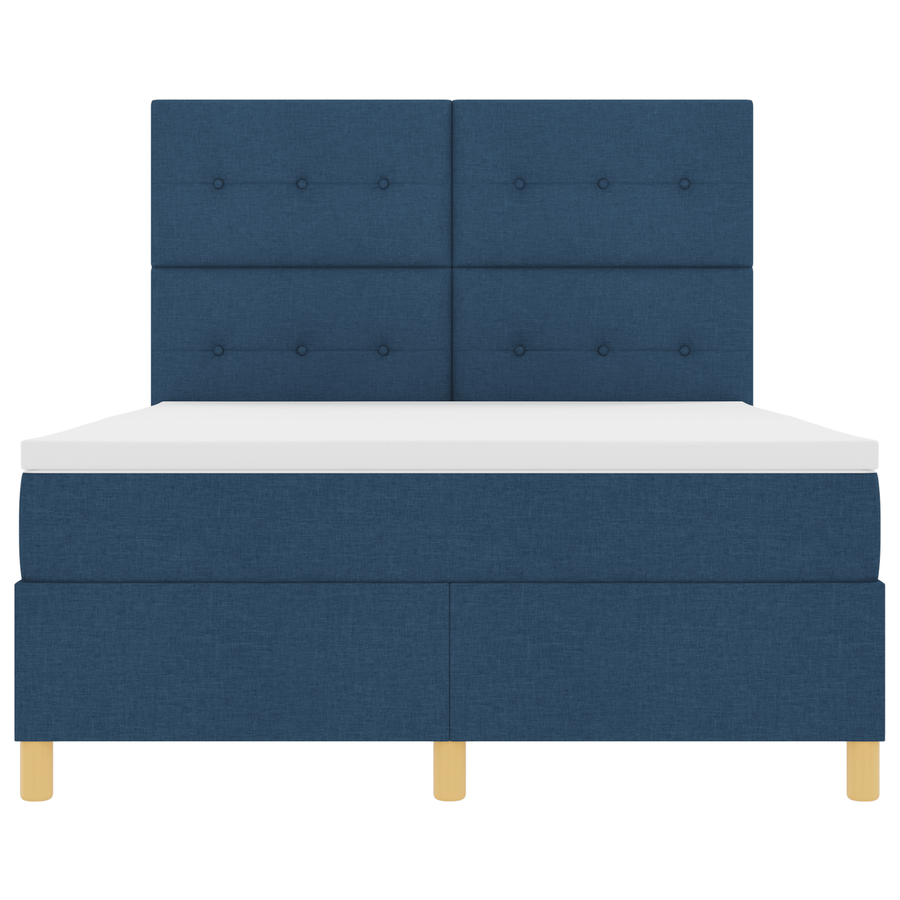 Boxspringbed met matras en LED stof blauw 140x200 cm