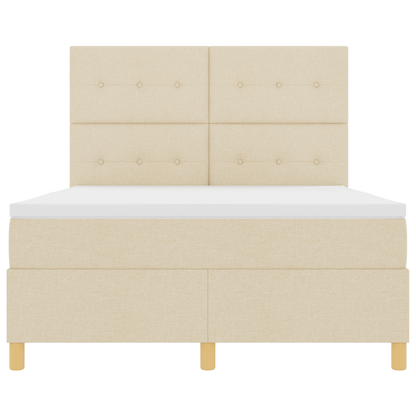 Boxspringbed met matras en LED stof crèmekleurig 160x200 cm