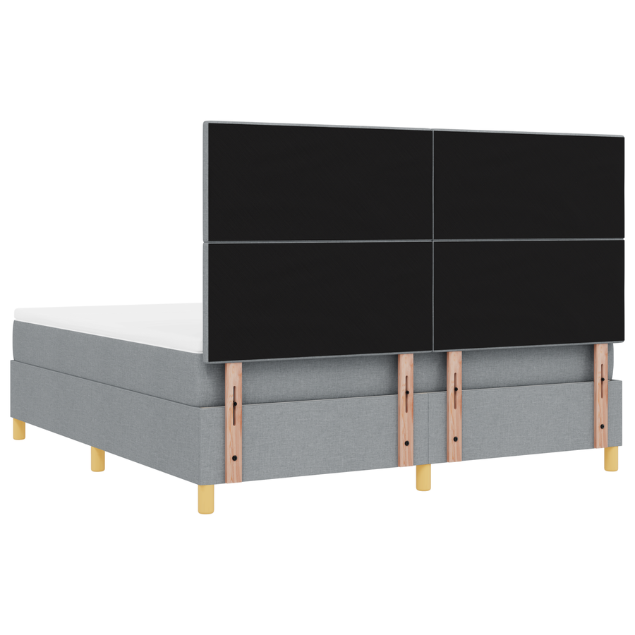 Boxspringbed met Matras & LED Licht Lichtgrijs 180x200 cm Stof