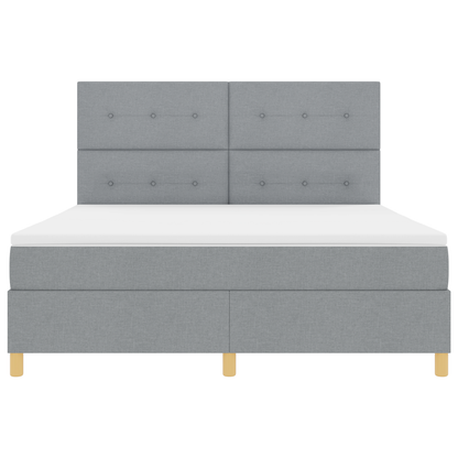 Boxspringbed met Matras & LED Licht Lichtgrijs 180x200 cm Stof