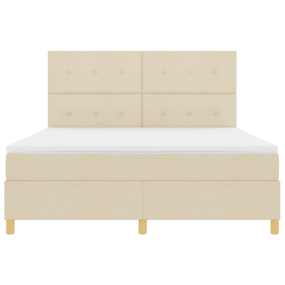 Boxspringbed met matras en LED stof crèmekleurig 180x200 cm