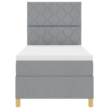 Boxspring Bed met Matras & LED Licht Grijs 100x200 cm Stof
