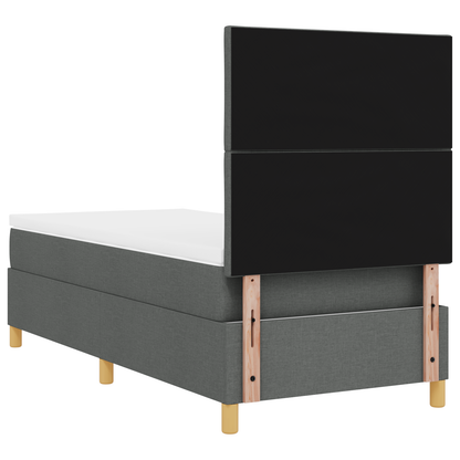 Boxspringbed met Matras & LED Donkergrijs 100x200 cm Stof