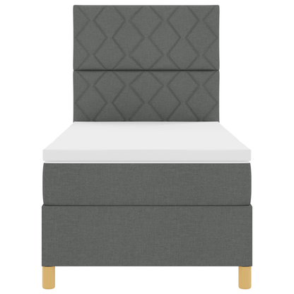 Boxspringbed met Matras & LED Donkergrijs 100x200 cm Stof