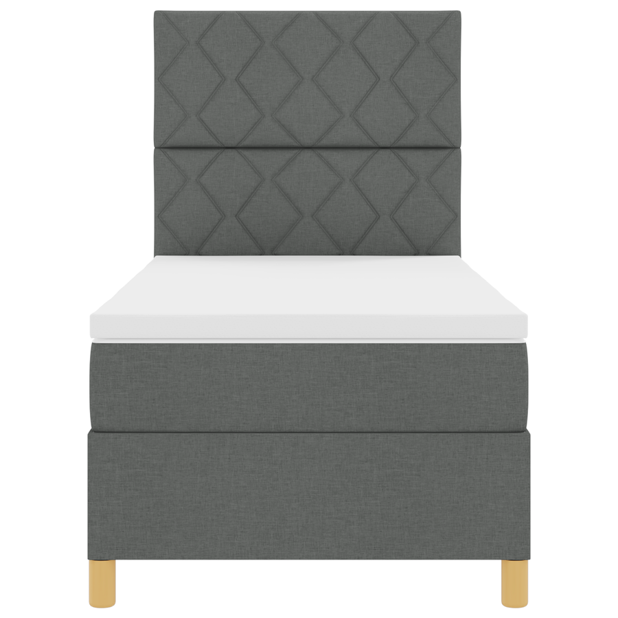 Boxspringbed met Matras & LED Donkergrijs 100x200 cm Stof