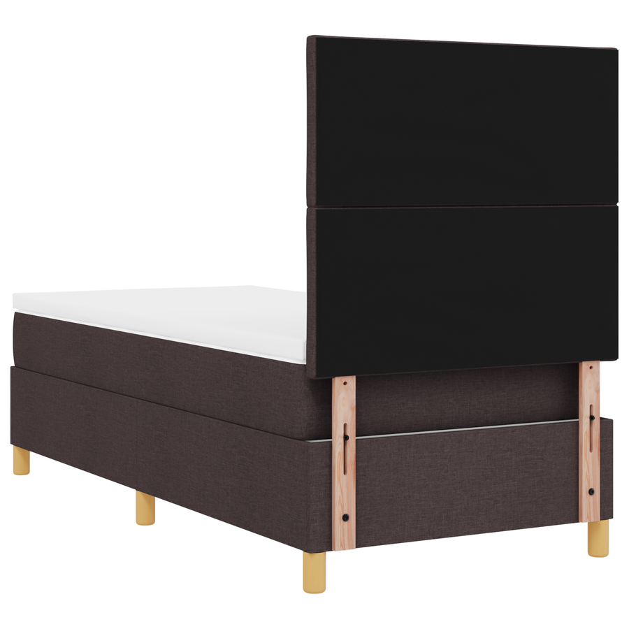 Boxspring Bed met Matras & LED Donkerbruin 100x200 cm Stof