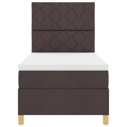 Boxspring Bed met Matras & LED Donkerbruin 100x200 cm Stof
