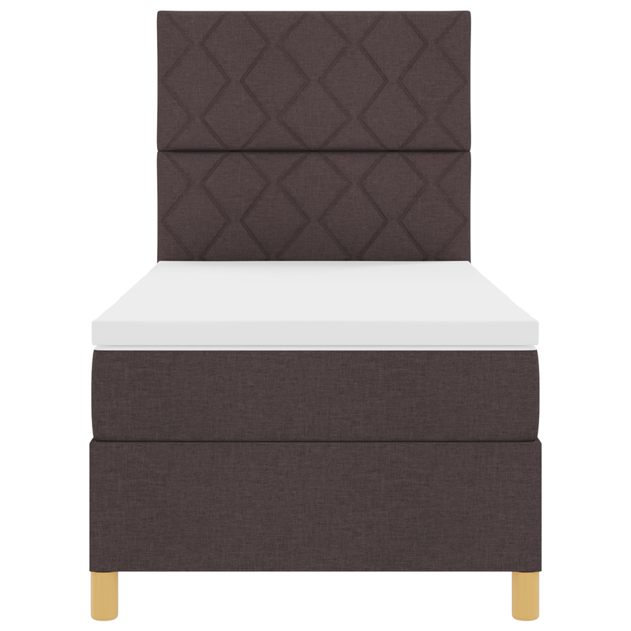 Boxspring Bed met Matras & LED Donkerbruin 100x200 cm Stof
