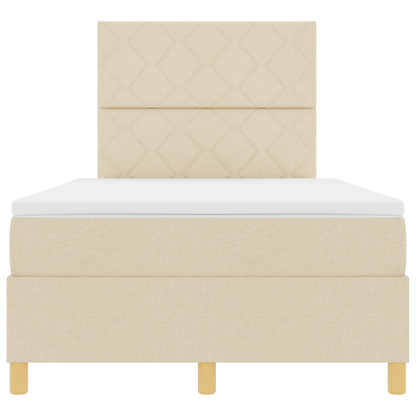 Box Spring Bed met Matras & LED Crème 120x200 cm Stof