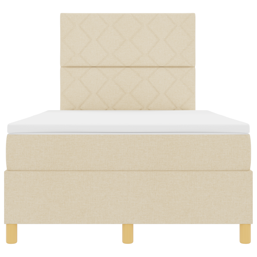 Box Spring Bed met Matras & LED Crème 120x200 cm Stof