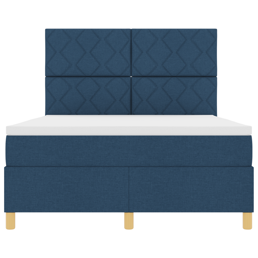 Boxspring Bed met Matras & LED Blauw 160x200 cm Stof