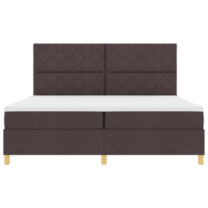 Boxspringbed met Matras & LED Donkerbruin 200x200 cm Stof