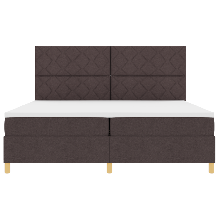 Boxspringbed met Matras & LED Donkerbruin 200x200 cm Stof