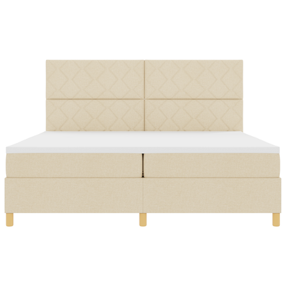 Boxspringbed met Matras & LED Crème 200x200 cm Stof