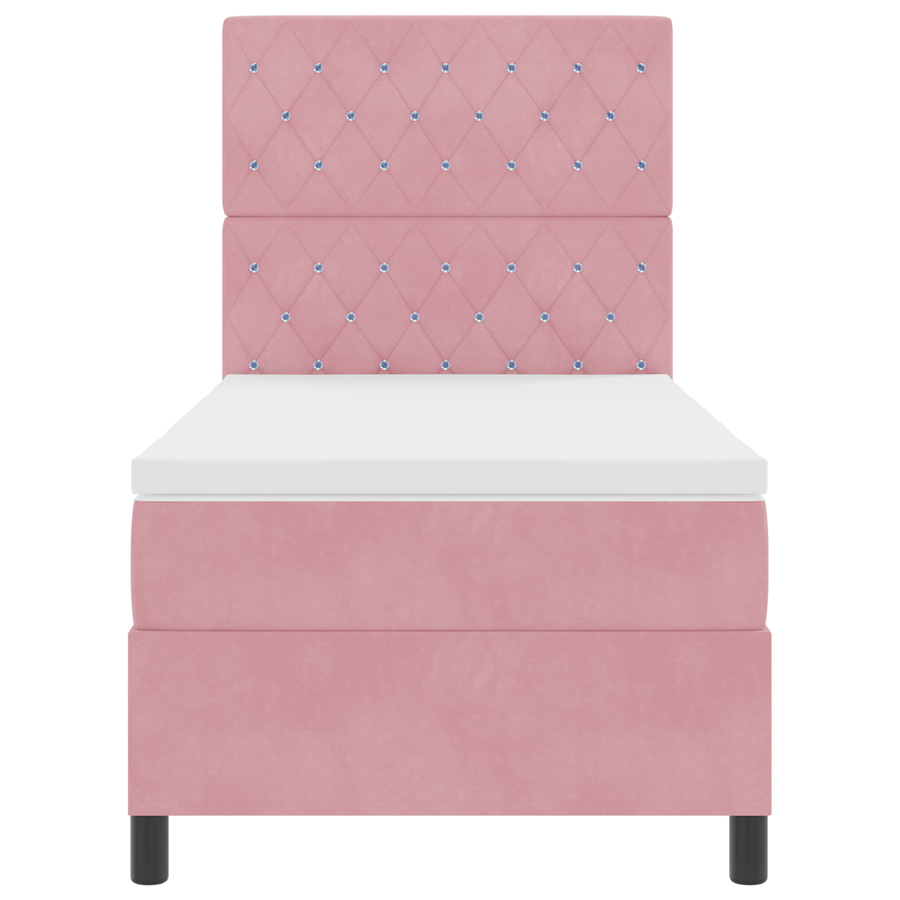 Boxspringbed met matras en LED fluweel roze 90x200 cm