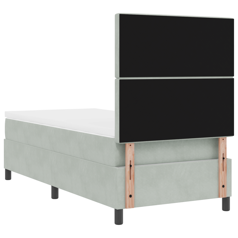 Boxspringbed met matras en LED fluweel lichtgrijs 100x200 cm