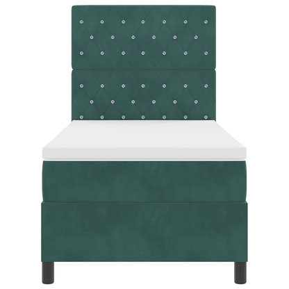 Boxspringbed met matras en LED fluweel donkergroen 100x200 cm