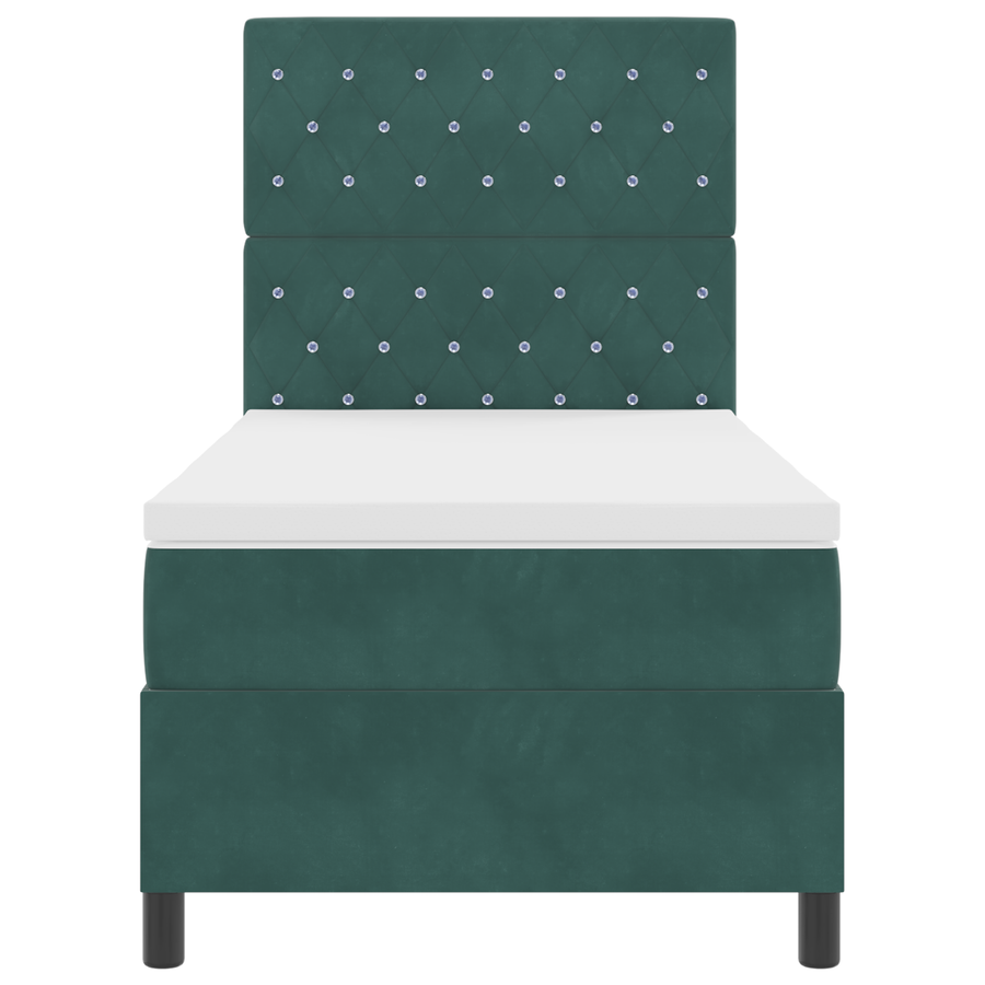 Boxspringbed met matras en LED fluweel donkergroen 100x200 cm