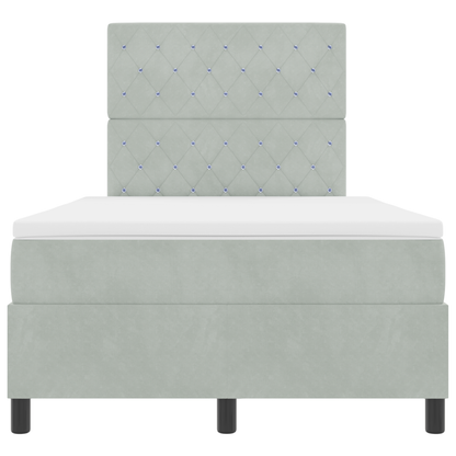 Boxspringbed met matras en LED fluweel lichtgrijs 120x190 cm