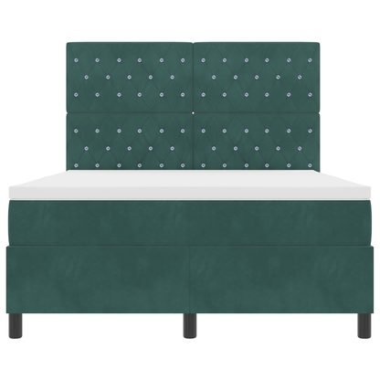 Boxspringbed met matras en LED fluweel donkergroen 140x190 cm