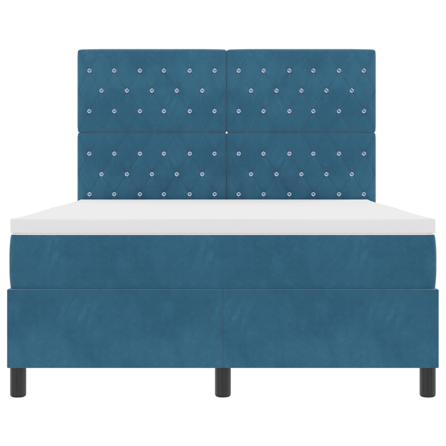 Boxspringbed met matras en LED fluweel donkerblauw 140x190 cm