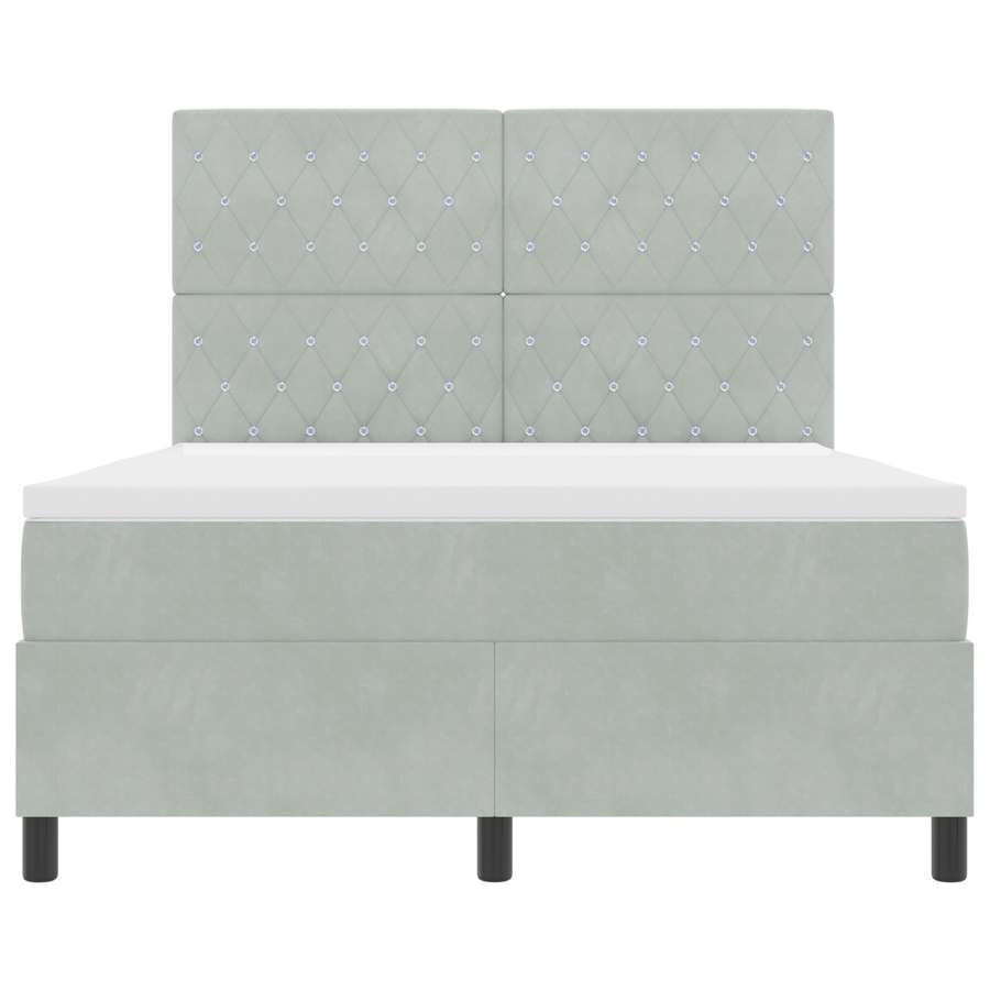 Boxspringbed met matras en LED fluweel lichtgrijs 140x200 cm